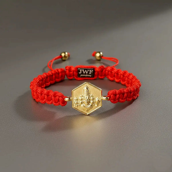 Sacred Invitation Shri Balaji 18k Gold-Plated Red String  Bracelet