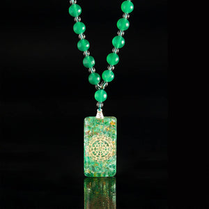 JWF™ Inviting Well Being 108 Sriyantra Aventurine, Amethyst Clear Quartz Mala