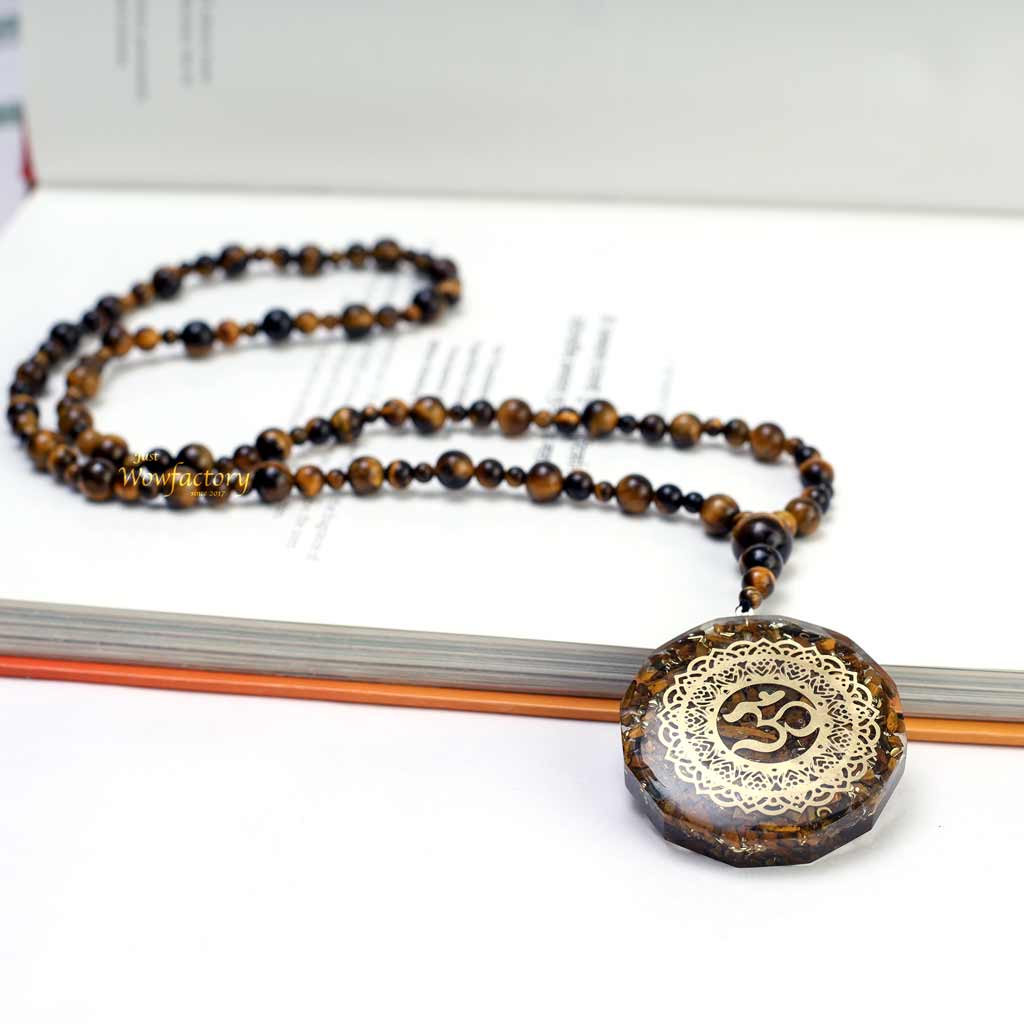 Tigers Eye & Lava Stone 108 Bead Crystal Gemstone Meditation Mala Beads