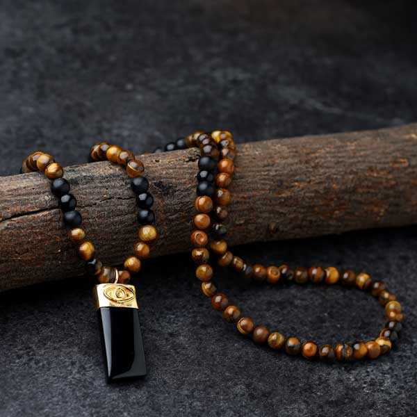 Tiger Eye necklace for men, Beaded necklace, men's necklace with brown –  Shani & Adi Jewelry