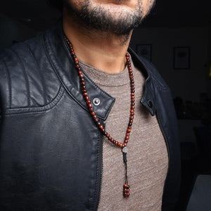 "Transcend the Barrier"  108 Healing Red Tiger Eye Mala Bracelet