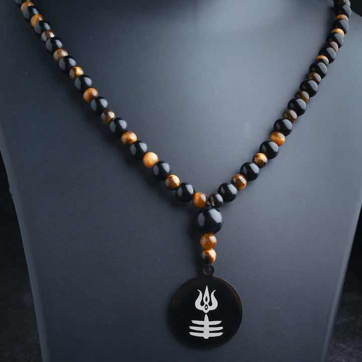 tiger eye healing stone mala pendant