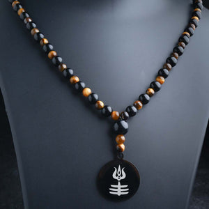 JWF™ Shiva's Blessing 108 Tiger Eye Obsidian Pendant Mala