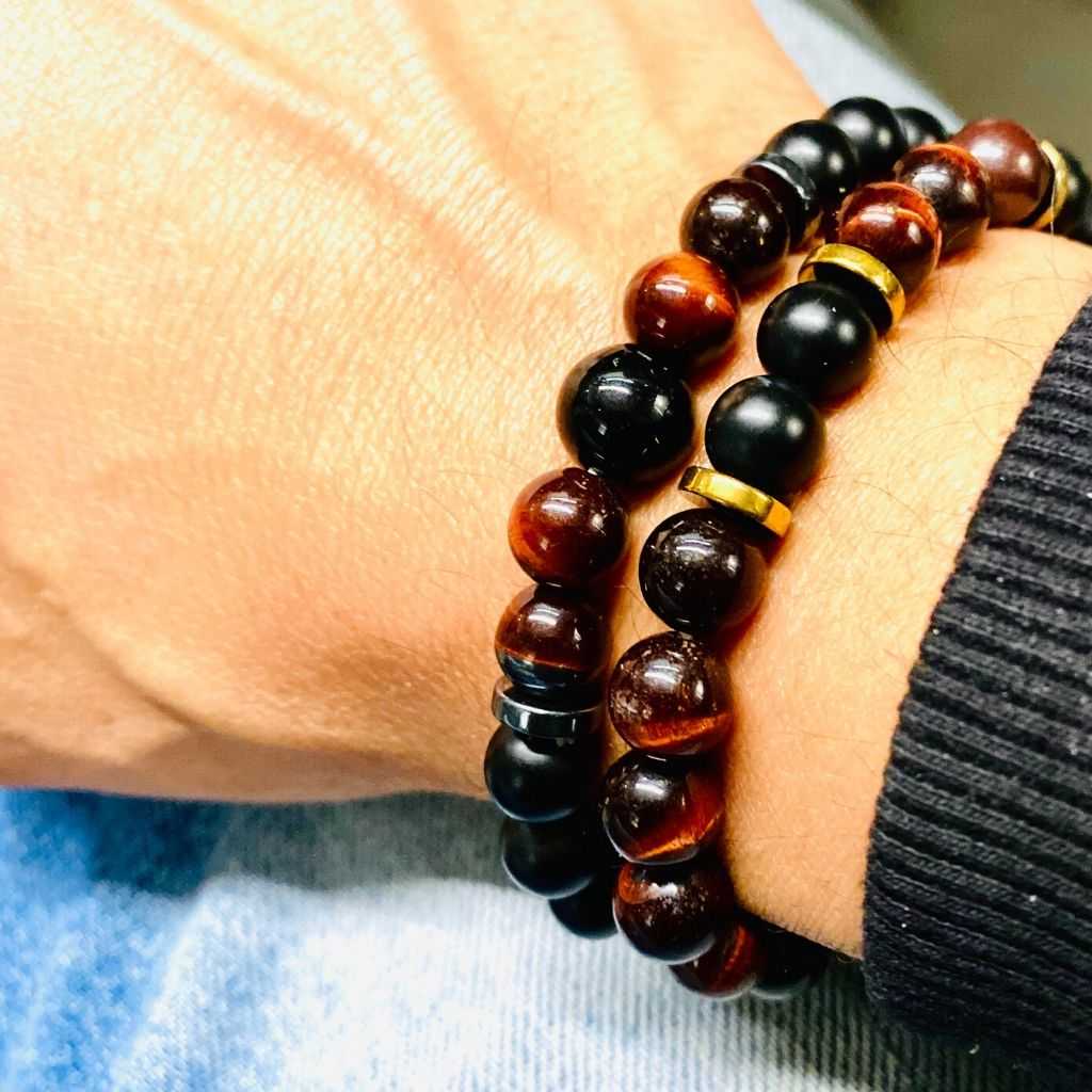 High Quality Natural Red Tiger Eye Agate Pair Happiness Bracelet