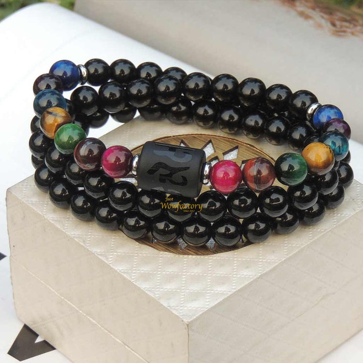 Light Up Your Dream 7chakra Tiger Eye Black Agate  Peace Bracelet