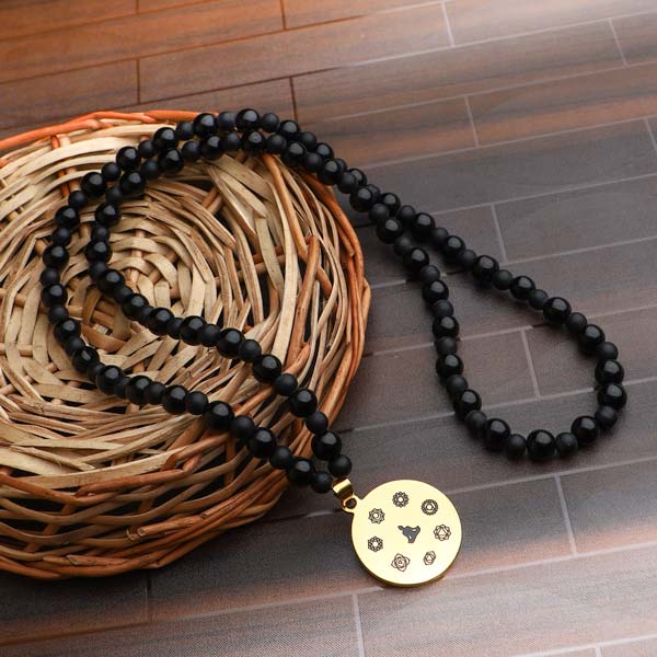 Withstanding Challenges 7 chakra 108 Obsidian Agate Mala