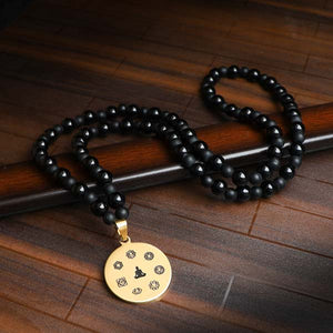JWF™ Withstanding Challenges 7 chakra 108 Obsidian Agate Mala