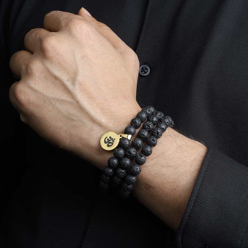 Buy RUDRADIVINE Lava stone bracelet with buddha | black bead bracelet |  stone bracelet at Amazon.in