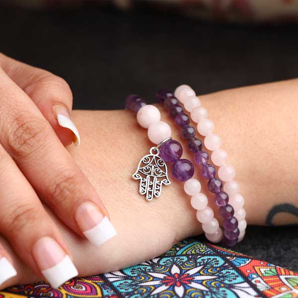 Carpe Diem Amethyst Rose Quartz Bracelet