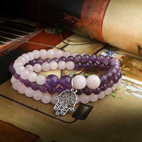 Carpe Diem Amethyst Rose Quartz Bracelet