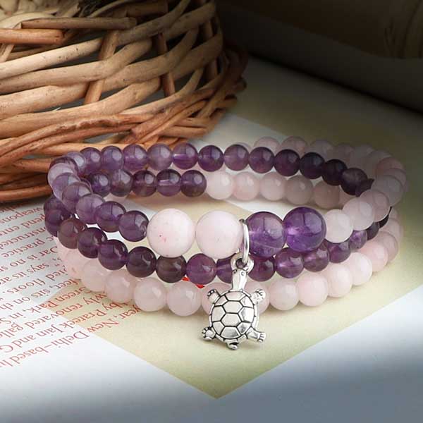 Carpe Diem Amethyst Rose Quartz Bracelet