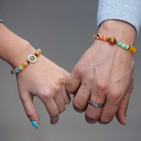 True Forever" Premium Tree of Life 7 chakra Cat's Eye Couple Bracelet