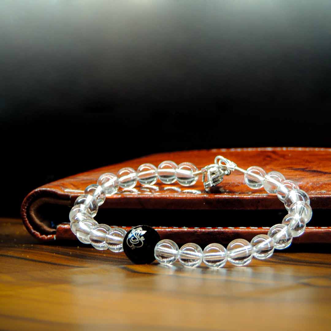 Angel Aura Quartz crystal Bracelet – round – 1pc - Moksa