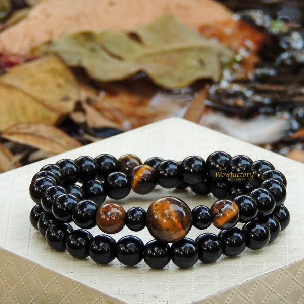 Anti Stress Natural Obsidian Tiger Eye Healing Bracelet