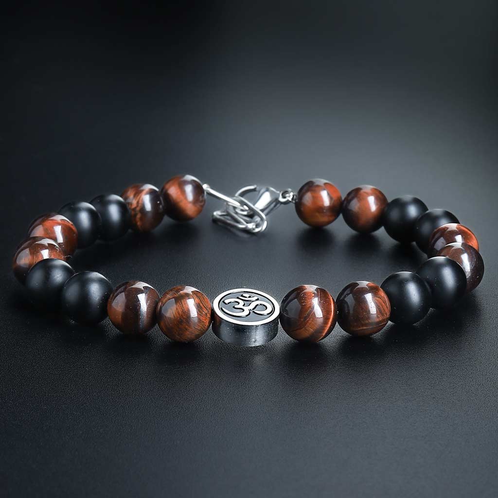 Men's Red Tiger's Eye Beaded Bracelet with Sterling Silver Clasp | REEDS  Jewelers