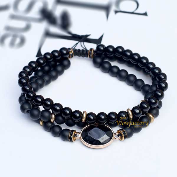 Black Agate Bracelet in pure silver balls - For protection, courage and  success - Engineered to Heal²