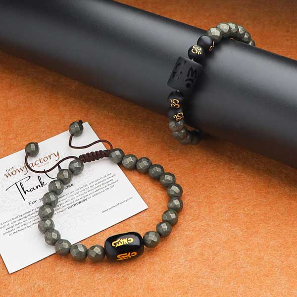 Fight Back With Grit Obsidian Pyrite Bracelet