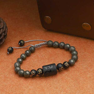 JWF™ Fight Back With Grit  Obsidian Pyrite Bracelet