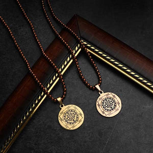 JFW ™  The Magnus Stainless Steel Lakshmi Sri Yantra Pendant Hematite Necklace