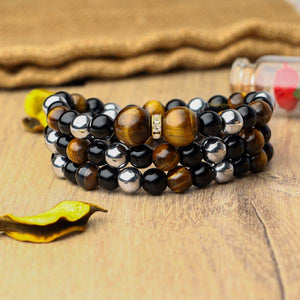 JWF™ "Fly High Fly Free" Triple Benefits Hematite Obsidian Tiger Eye Bracelet