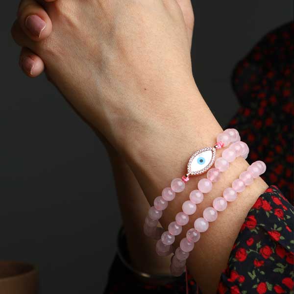 Women Rose Quartz Bracelet