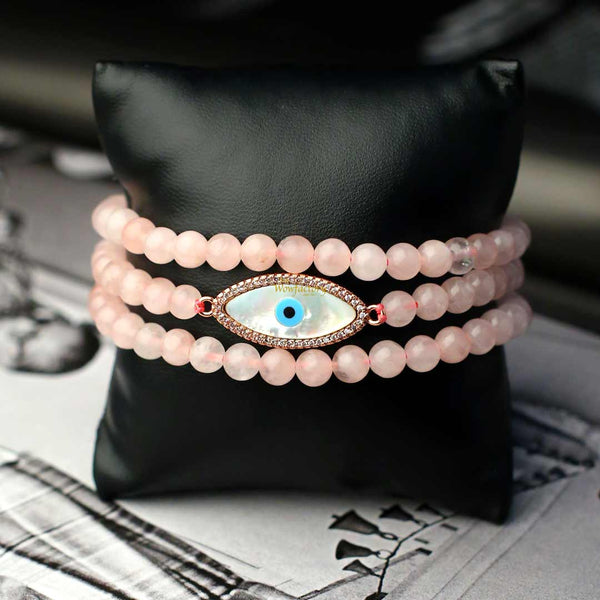 Rose Quartz Evil Eye Bracelet