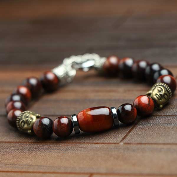 JWF "Conquering Noise " Red Tiger Eye Buddha Bracelet