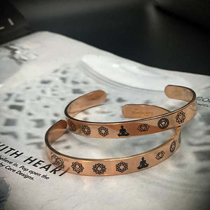 JWF ™ "Flowing Energy"  7 Chakra Yoga Stainless Steel Bracelet-Rose Gold