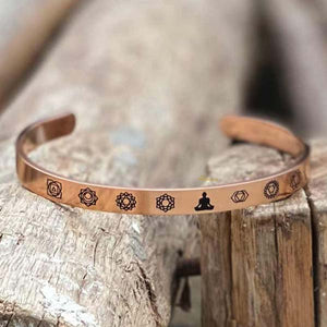 JWF ™ "Flowing Energy"  7 Chakra Yoga Stainless Steel Bracelet-Rose Gold