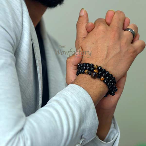 JWF™  Anti Stress Natural Obsidian Tiger Eye Healing Bracelet