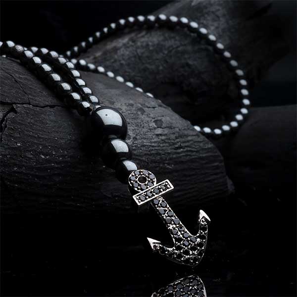 JWF Bedazzling Style Anchor Hematite Necklace