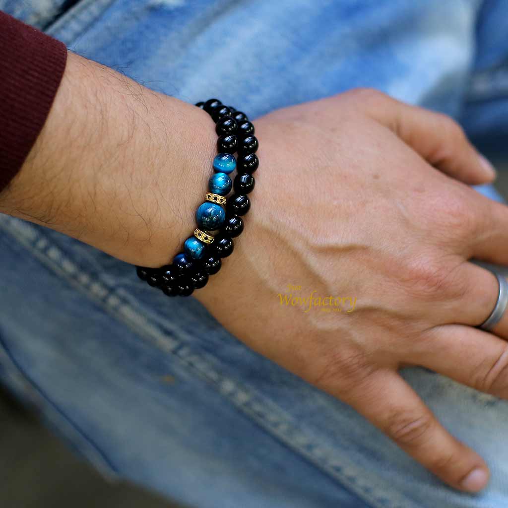 BRALUX - The Faceted Blue Sodalite and Brown Tiger eye Signed Bracelet –  Bralux