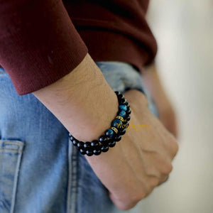Confidence Raising Blue Tiger Eye Obsidian Bracelet