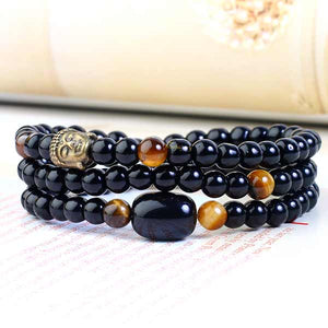 JWF™  Enriching Mental Strength Black Agate Buddha Peace Bracelet