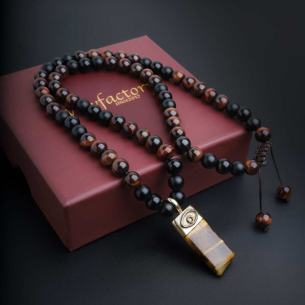 Courage Bestower Tiger Eye Agate Necklace Mala