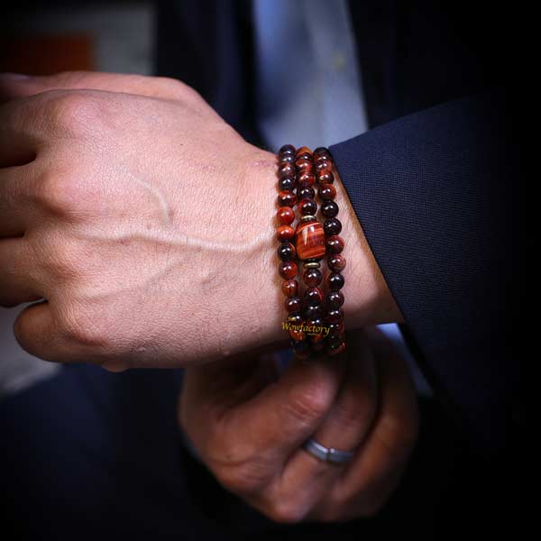 Empowered Mind Three Fold RED Tiger Eye Bracelet