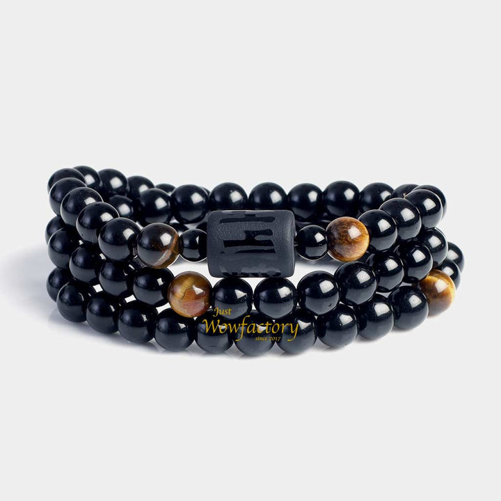 Light Up Your Dream 7chakra Tiger Eye Black Agate  Peace Bracelet