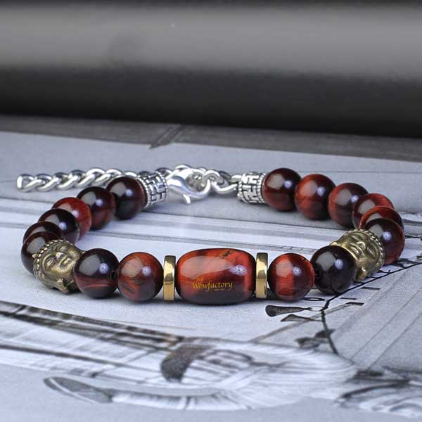 JWF "Conquering Noise " Red Tiger Eye Buddha Bracelet