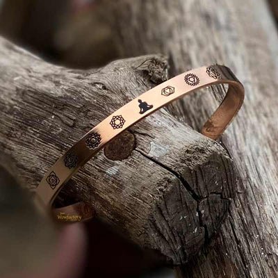 Flowing Energy  7 Chakra Yoga Stainless Steel Bracelet-Rose Gold